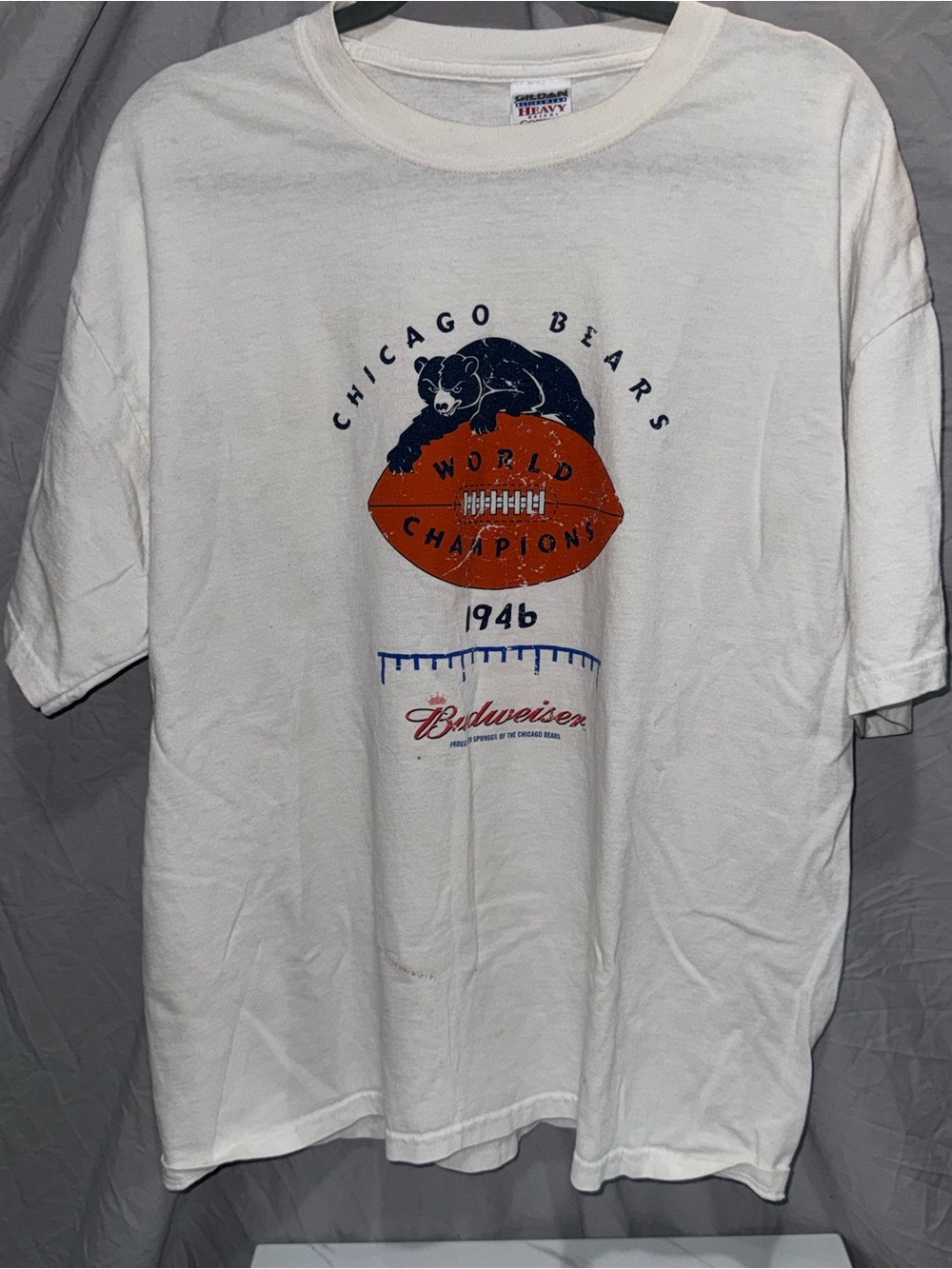 Gildan White Chicago Bears 1946 World Champions Graphic Tee